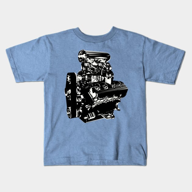 Hemi B&W Kids T-Shirt by GrizzlyVisionStudio